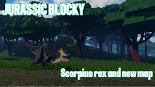 Scorpius Rex Showcase and pvp New map  Jurassic Blocky [upl. by Grieve552]