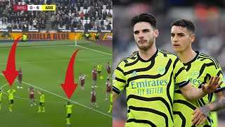 Odegaard amp Saka INSANE reaction to Declan Rice AMAZING goal vs West Ham [upl. by Kevin]