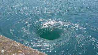 Real large vortex  whirlpool at SaintMalo Barrage de la Rance [upl. by Helenka]