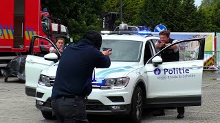 Belgische Politie schiet verdachte met vuurwapen neer bij aanhouding  Opendeurdag Melle DEMO [upl. by Sirap1]