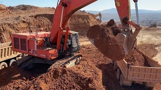 Hitachi Zaxis 670LC Excavator Loading Mercedes amp MAN Trucks [upl. by Hodosh]