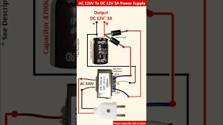 AC 220V To DC 12V 3A Power Supply Circuit  How to Convert AC 220V to DC 12V 3A  12V 3A Adapter [upl. by Ecarg]