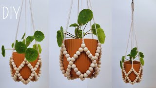 🪴FÁCIL😃DIY Porta Macetas con Cuentas paso a paso  DIY Macrame Plant Hanger Step by Step Tutorial [upl. by Wanyen]