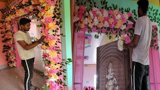 Room entry gate flower decoration  Anniversary wedding gate decoration  Artwork bappa [upl. by Felicdad]