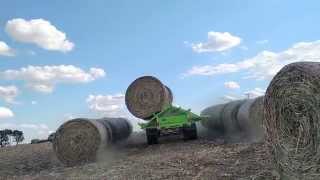 Pyramid Bale Trailer Unloading 17 Bales 08 19 2015 [upl. by Nitsua318]