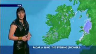 Jean Byrne RTE Weather Black Leather Dress 29042010 [upl. by Atsira]