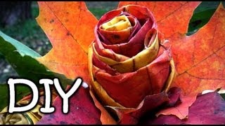 How to make a Rose out of a Maple Leaves  Autumn Leaf Crafts [upl. by Naor]