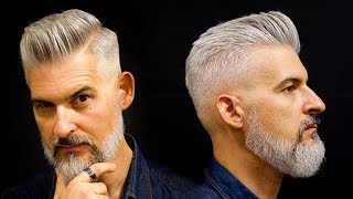 Modern Gentlemans haircut and beard  Mens haircut for 2018 [upl. by Ruyam]