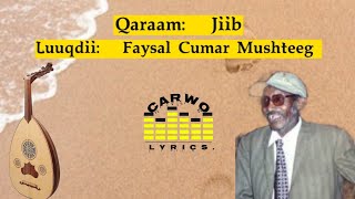 Faysal Cumar Mushteeg Qaraam Heellada Jiib Kaban Carwo Lyrics [upl. by Gayleen264]