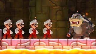 New Super Mario Bros Wii  All Bosses with Multiple Marios [upl. by Bathsheba30]