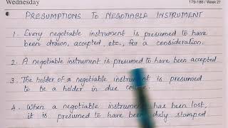 Presumptions To Negotiable Instruments [upl. by Narcis]