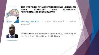 The effects of non performing loans on bank stability and economic performance in Zimbabwe AEFR 2023 [upl. by Eisenberg]