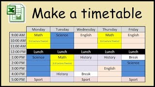 How to make a timetable in Excel [upl. by Eidok391]