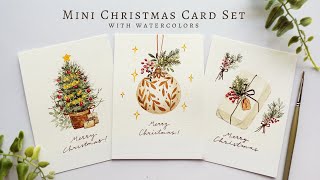 Mini Christmas Card Set with Watercolors [upl. by Suter31]