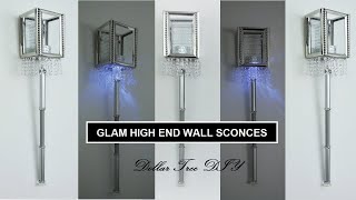 DIY Glam Wall Sconces Lighting  Glam Home Decor  Dollar Tree DIY [upl. by Anairad]