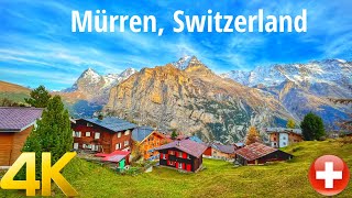 Walking tour in Mürren Lauterbrunnen Switzerland 4K 60fps  Incredibly Beautiful Swiss village [upl. by Trebleht]